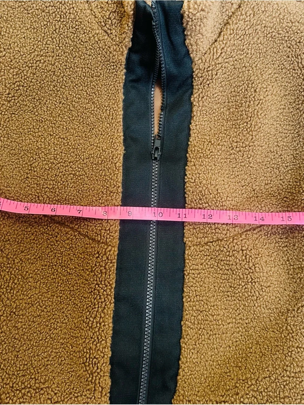 Women’s Tan Sherpa Vest with Black Trim